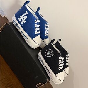 Dodgers and Raiders Baby Shoes